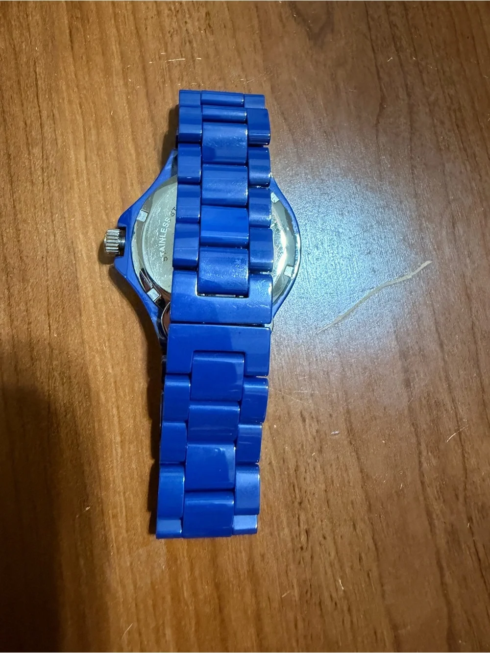 Isaac Mizrahi Royal Blue and Silver Crystal Bezel Women's Watch